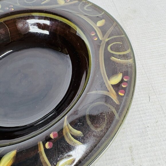 2003 Deb Hrabik For Demdaco CHOCOLATE BERRIES Ceramic Large Rim Soup Bowls Set 4 - Picture 15 of 16